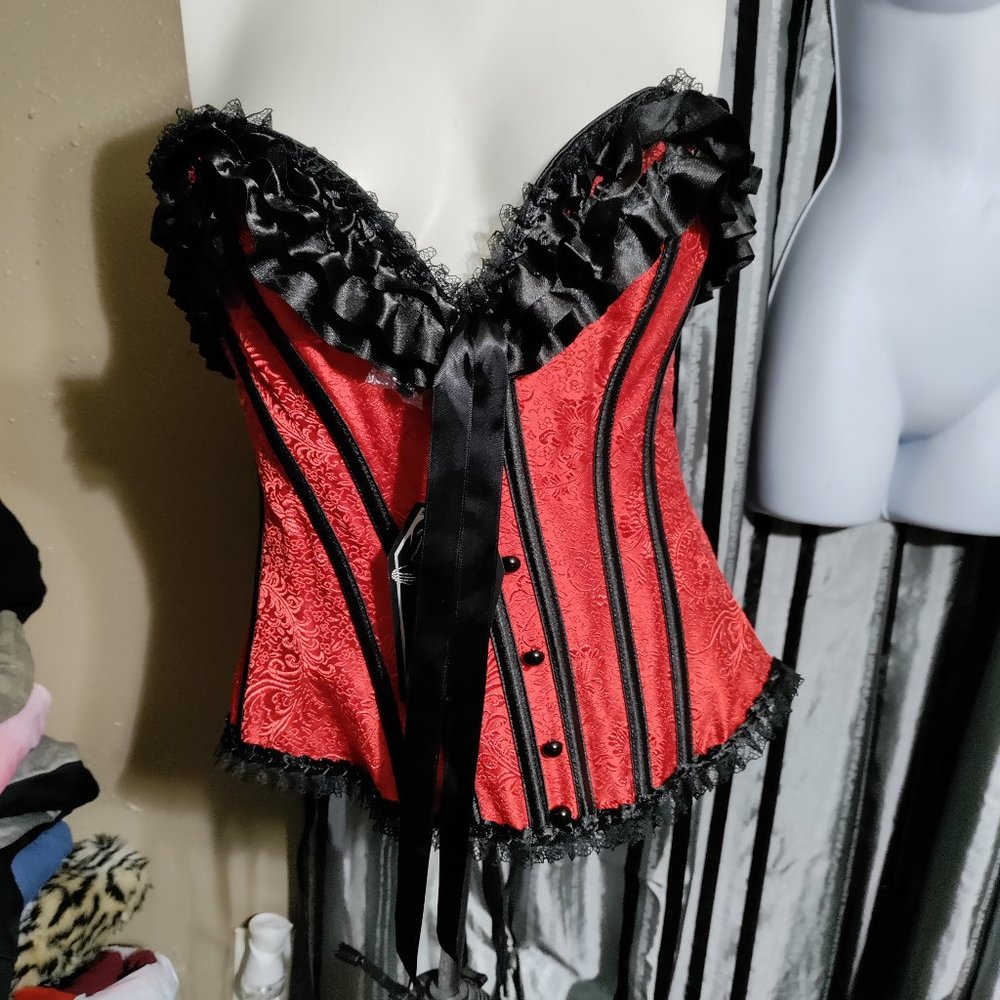 Living Dead Souls - Red & Black Burlesque Style Corset